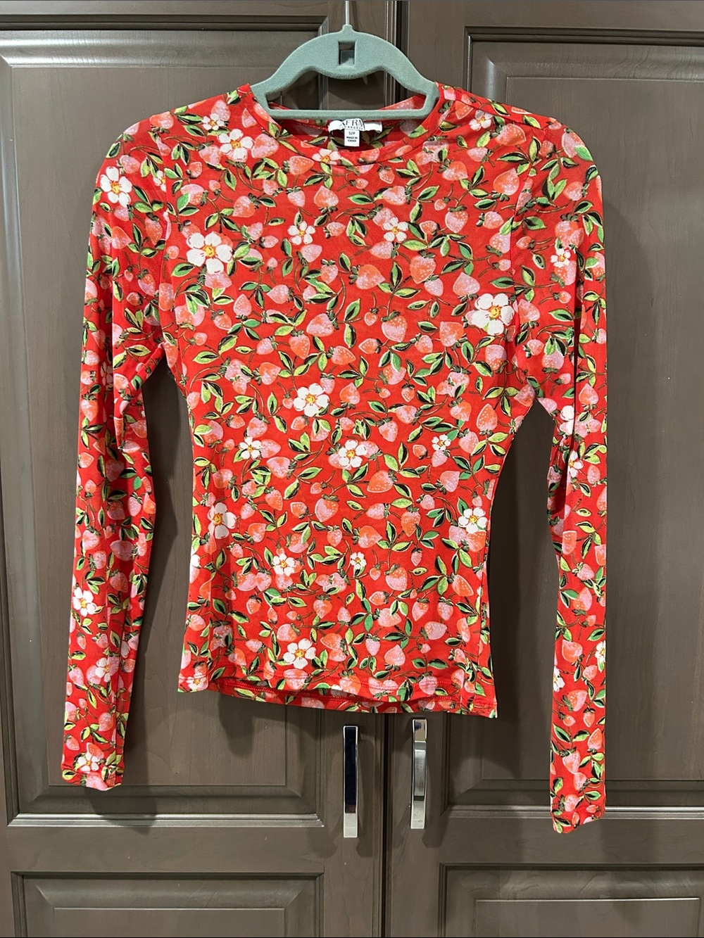 AFRM Red Floral & Fruit Long Sleeve Tee